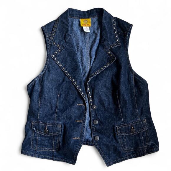Ruby Road Blue Women's size 12 denim Studded Vest EUC - Picture 1 of 6